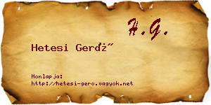 Hetesi Gerő névjegykártya